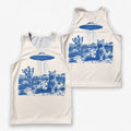 Cat Running Tank Top Alien UFO Cat Running Singlet for Men and Women