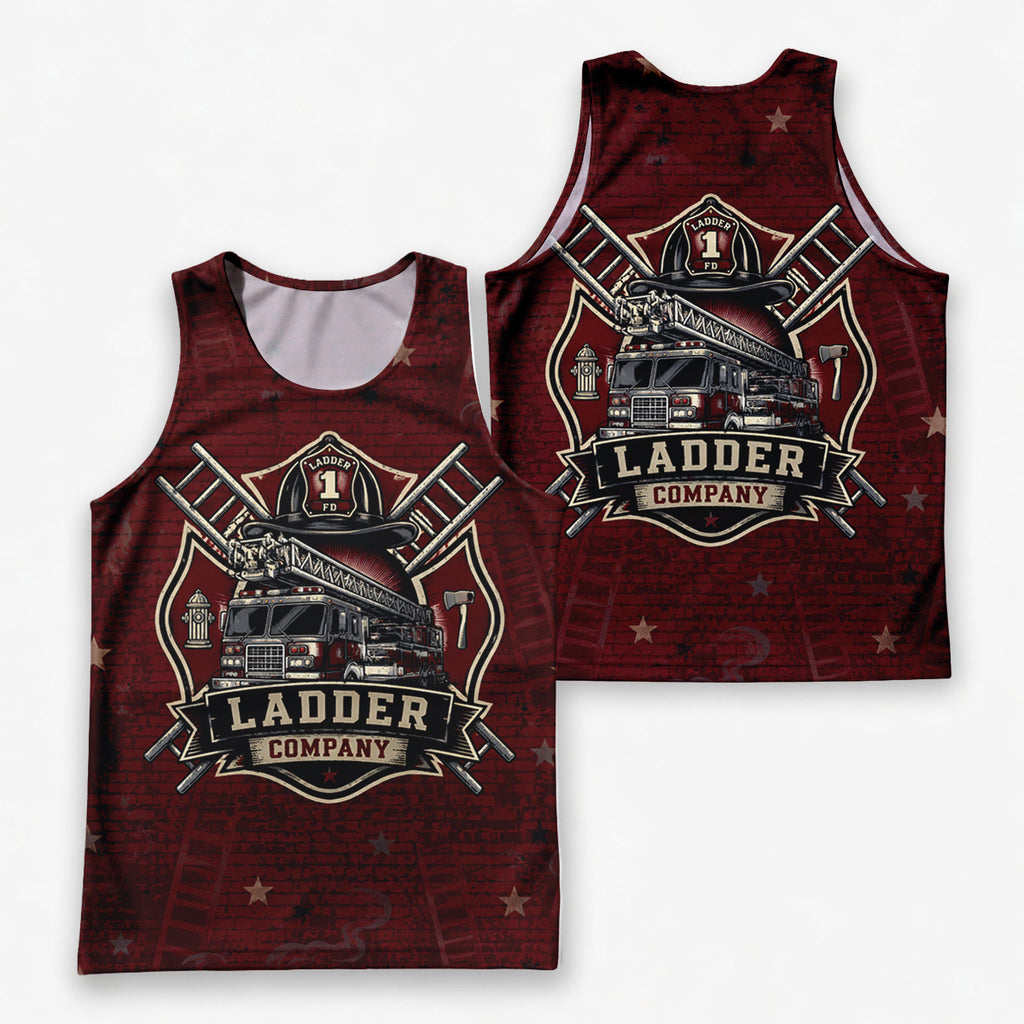 Men's Running Tank Top Firefighter Ladder Company Running Singlet V2