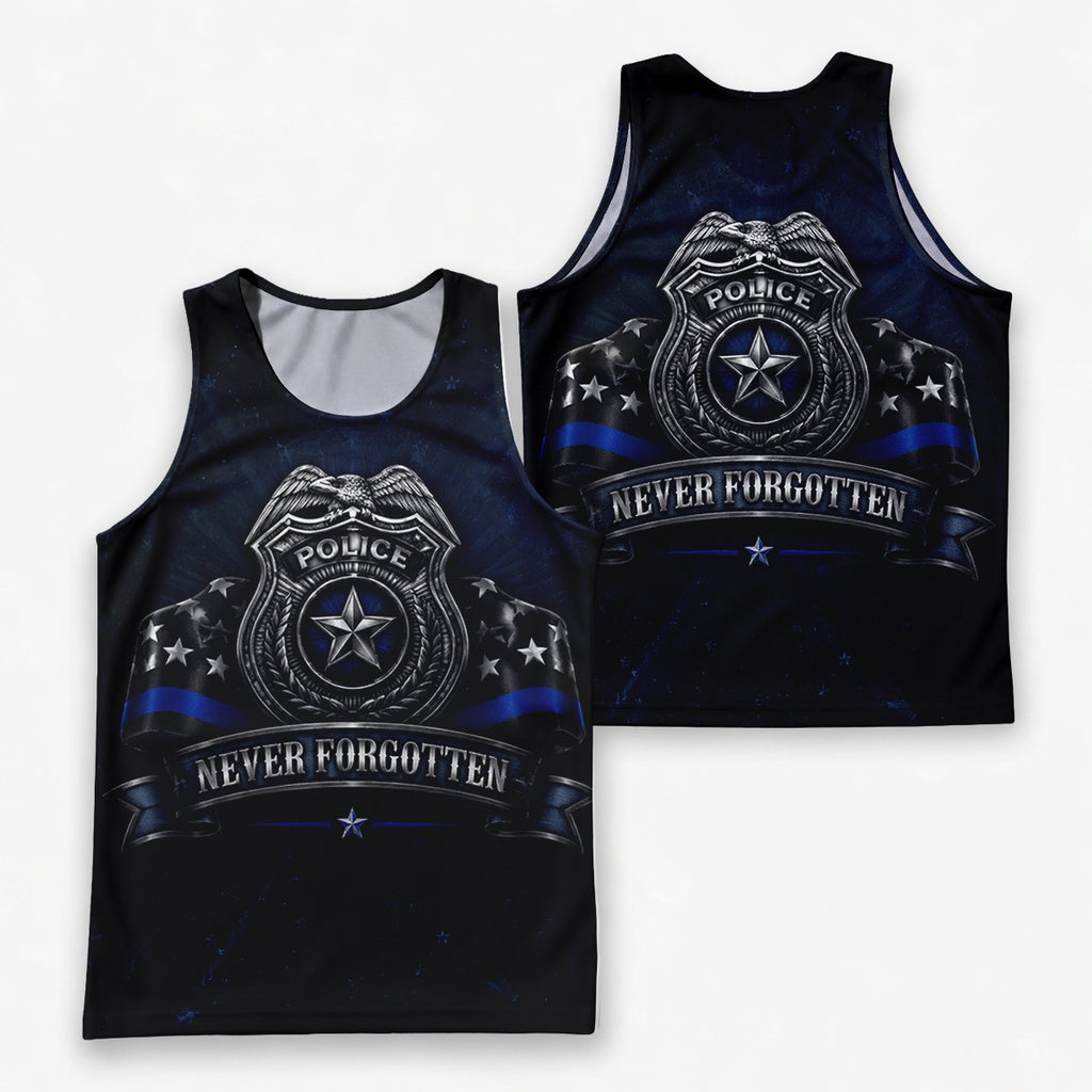 Men's Running Tank Top Police Never Forgotten Running Singlet