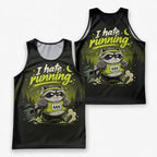 Funny Running Tank Top I Hate Running Racoon Tech Singlet
