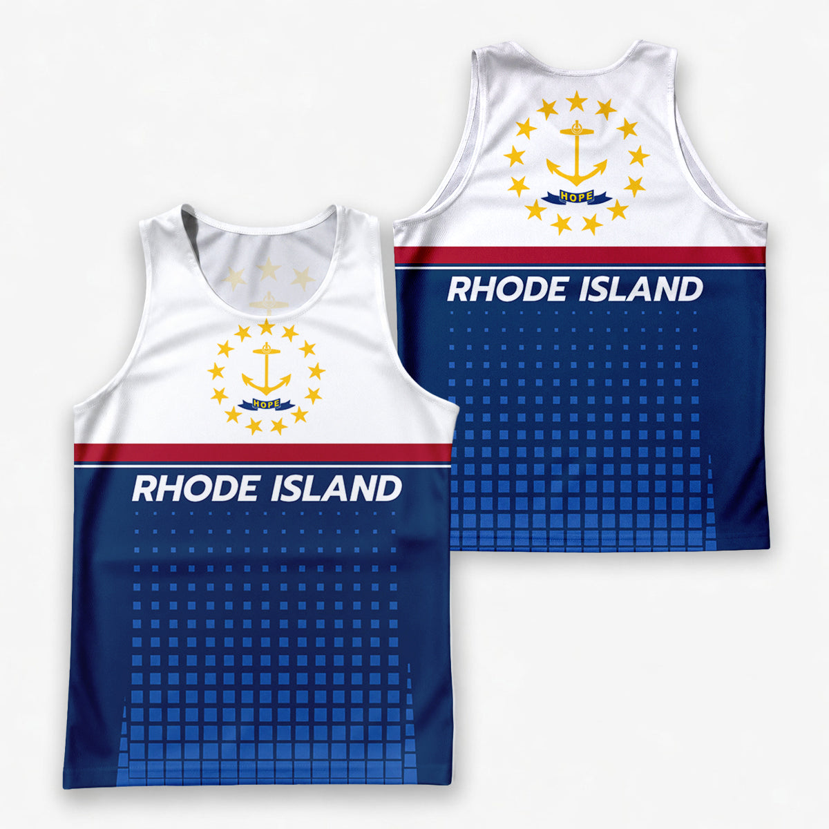 Patriotic Tech Running Tank Top - Rhode Island State Pride Running Singlet