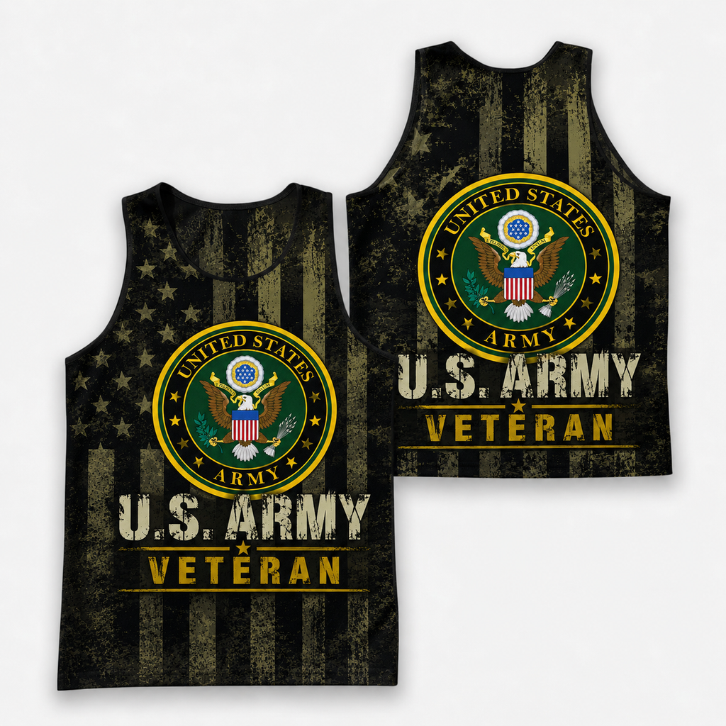 Veteran Running Tank Top - US Army Veteran V8 Tech Singlet
