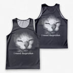 Cat Running Tank Top Silly Kitten Ibuprofen Running Singlet for Men and Women