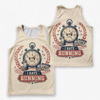 Funny Running Tank Top I Hate Running Angry Stopwatch Tech Singlet