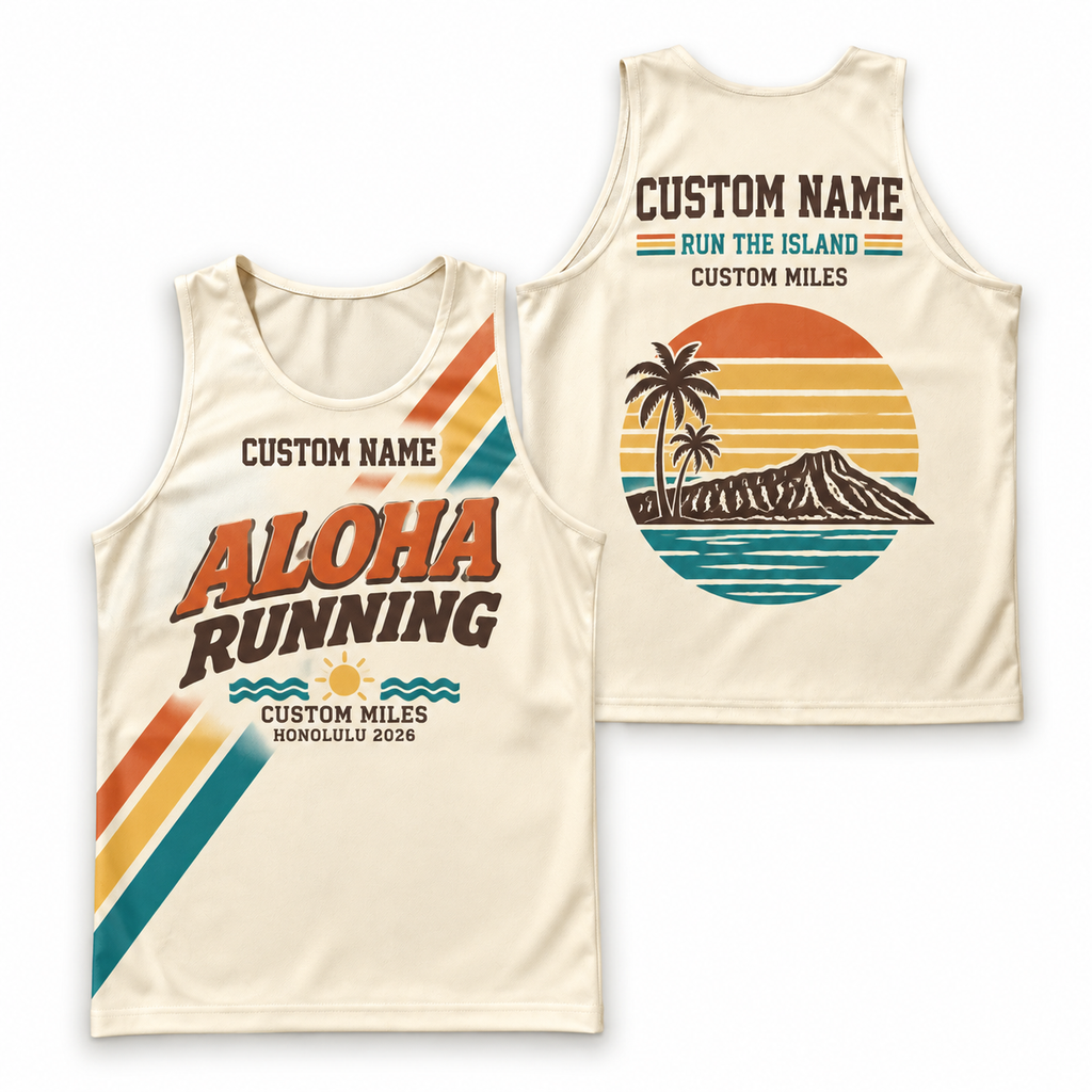 Custom Name Miles Aloha Retro Racing Running Tank Top