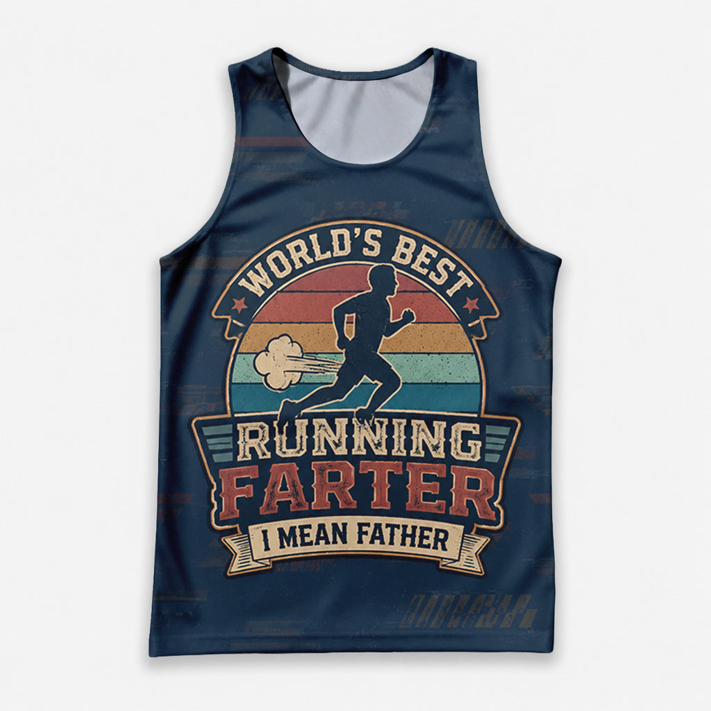Funny Dad Running Tank Top I Just Be Fartin' Tech Singlet V2