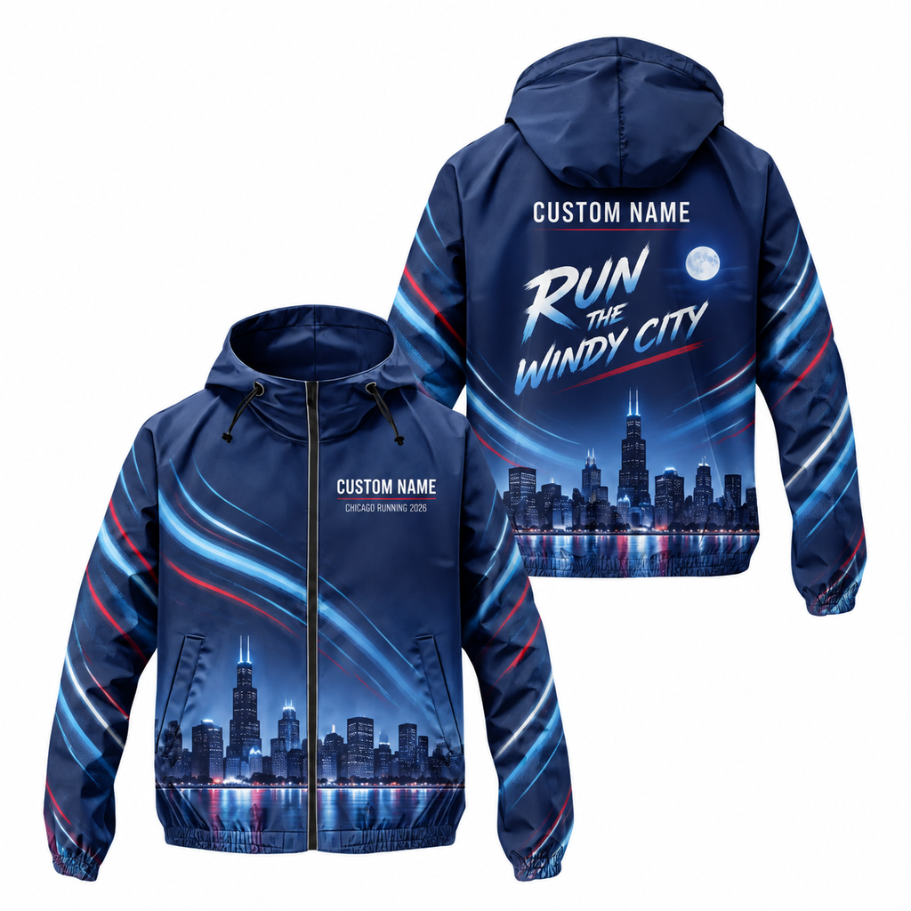 Custom Name Windy City Night Runner Running Windbreaker Jacket