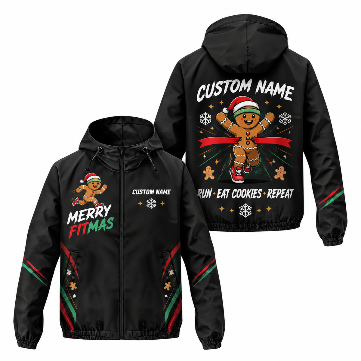Custom Name Merry Fitmas Runner Running Windbreaker Jacket