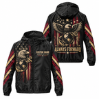 Custom Name Marine Veteran Always Forward Running Windbreaker Jacket