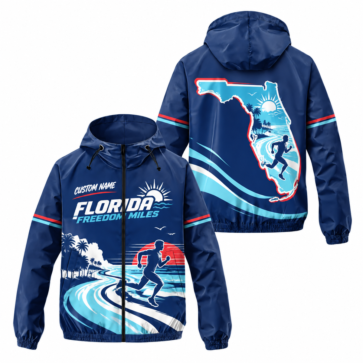 Custom Name Florida Freedom Miles Florida Running Windbreaker Jacket