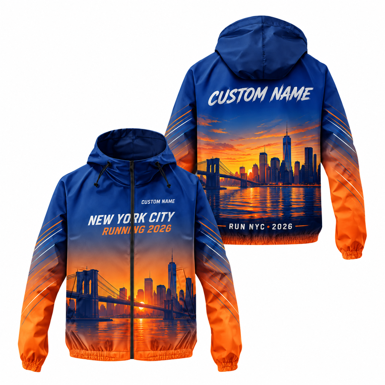 Custom Name New York City Sunset Runner Running Windbreaker Jacket