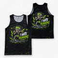 Funny Running Tank Top I Hate Running Skull Runner Tech Singlet
