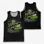 Funny Running Tank Top I Hate Running Skull Runner Tech Singlet