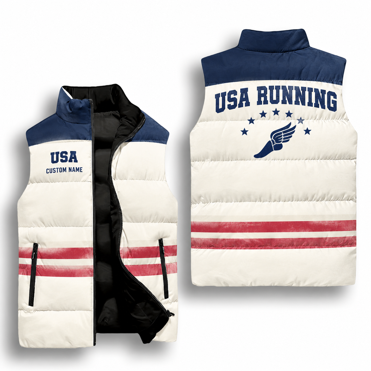 Vintage Americana Runner Sleeveless Running Puffer Jacket