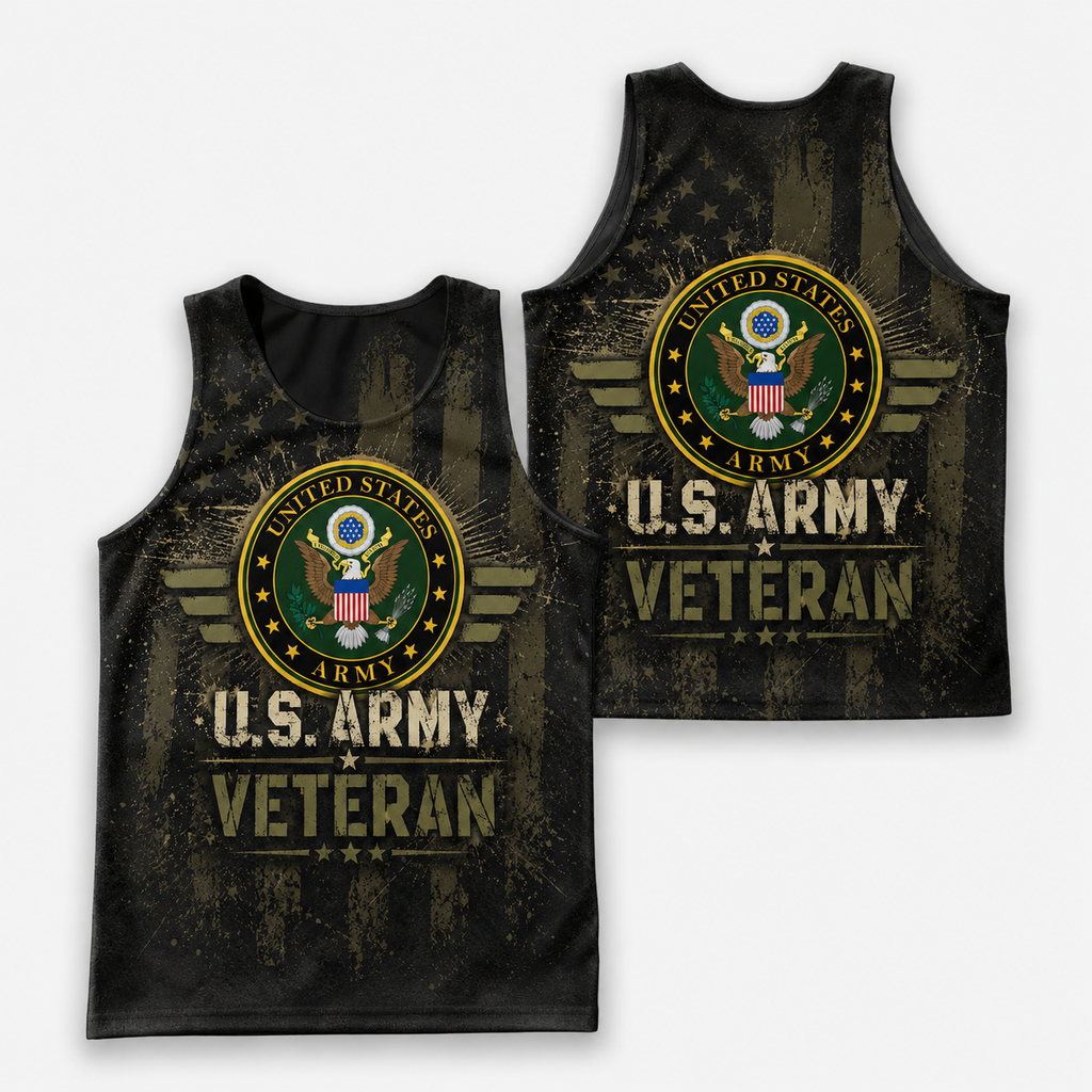 Veteran Running Tank Top - US Army Veteran V7 Tech Singlet