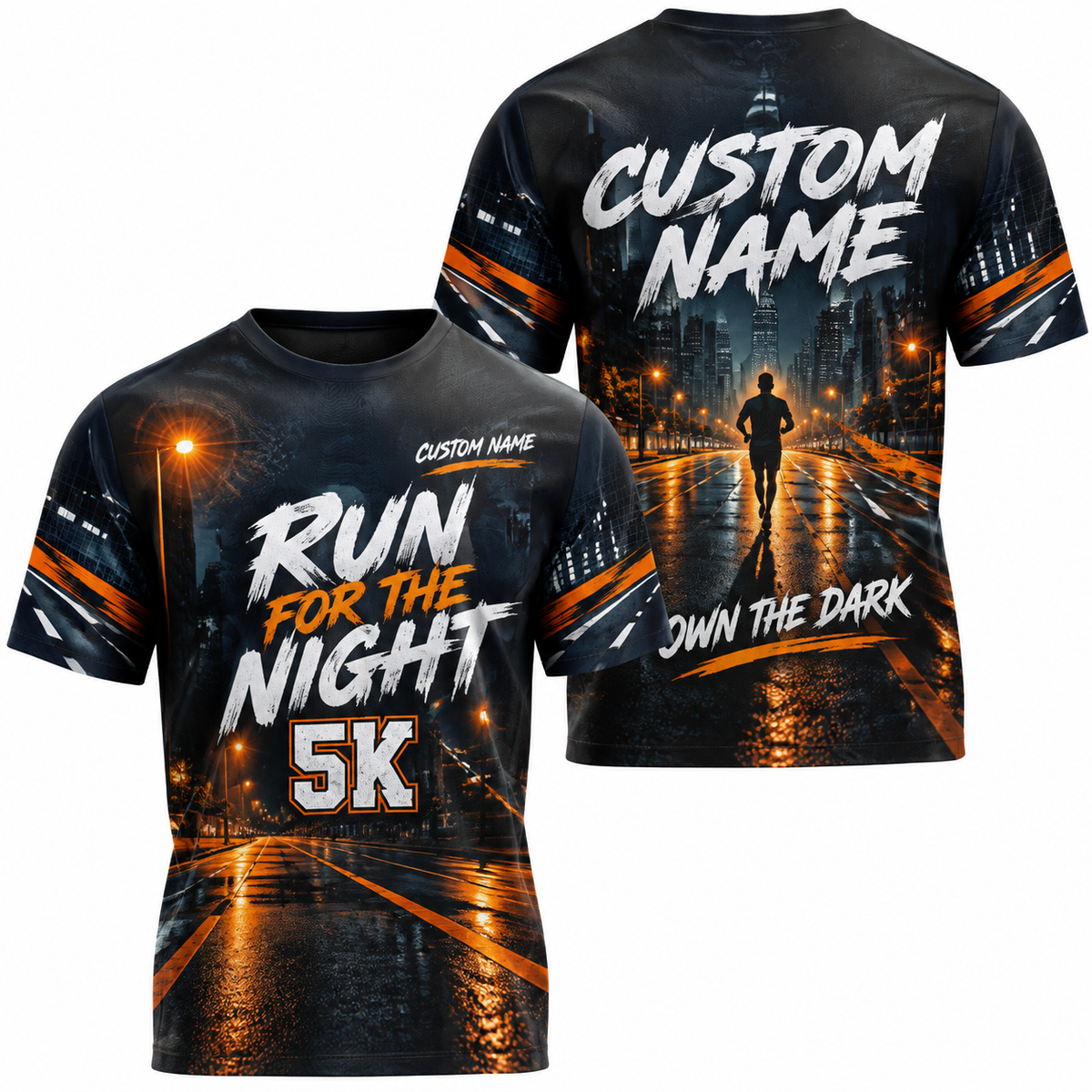 Custom Name Run for the Night 5K Halloween Tech Running T-Shirt
