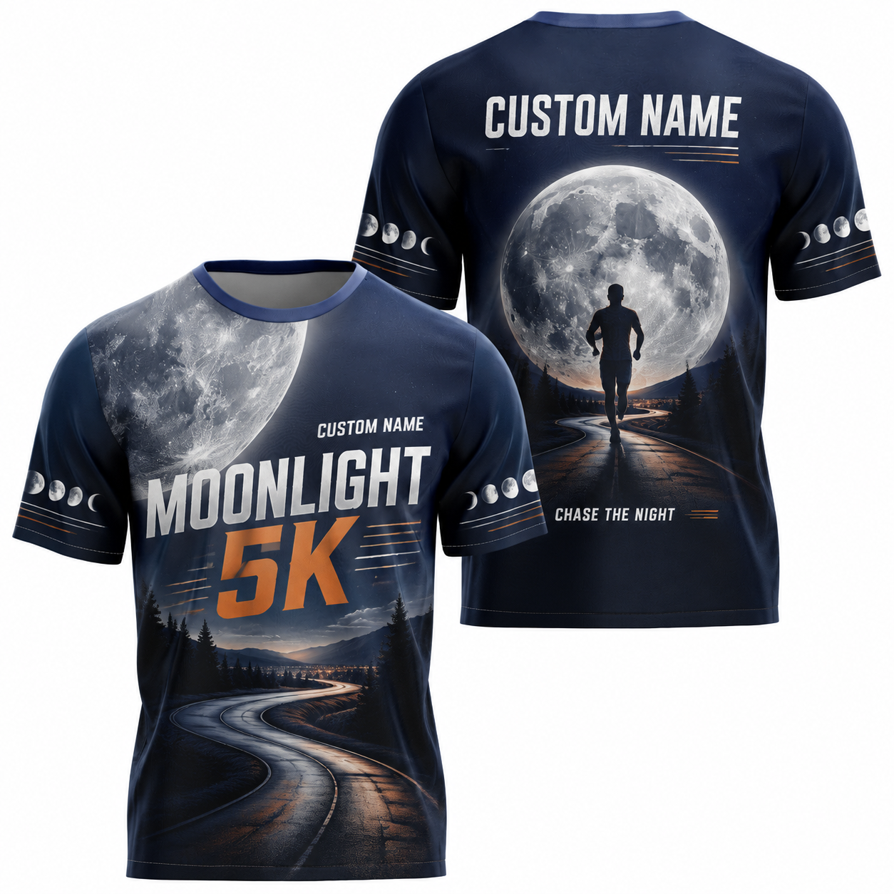 Custom Name Moonlight 5K Halloween Tech Running T-Shirt