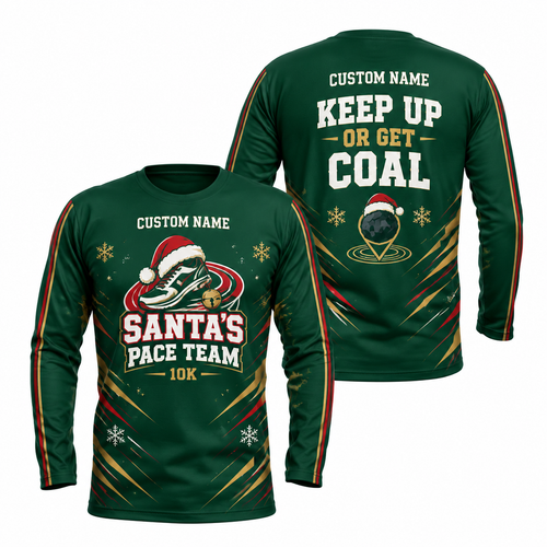 Custom Name Santa’s Pace Team Running Long Sleeve Shirt