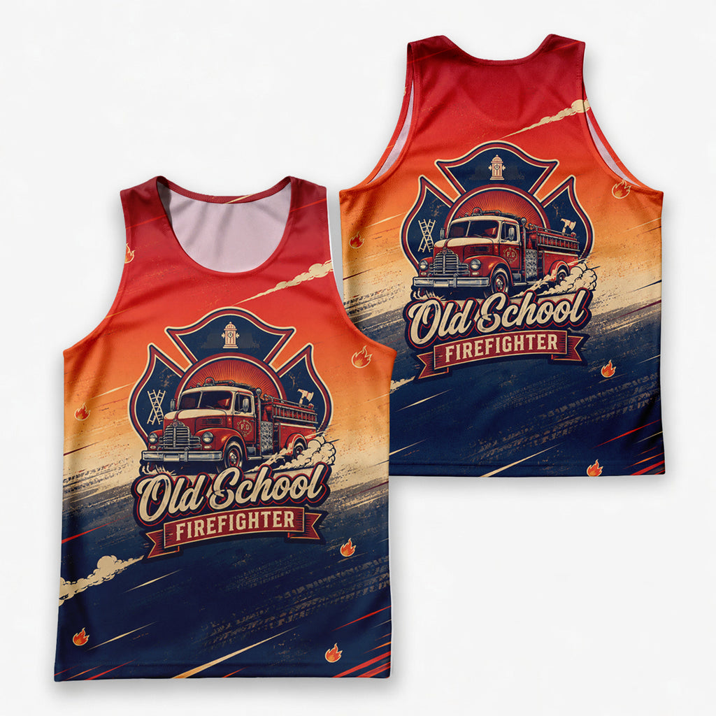 Men's Running Tank Top Firefighter Old School Firefighter Running Singlet