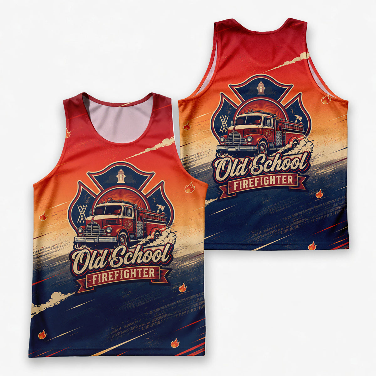 Men's Running Tank Top Firefighter Old School Firefighter Running Singlet