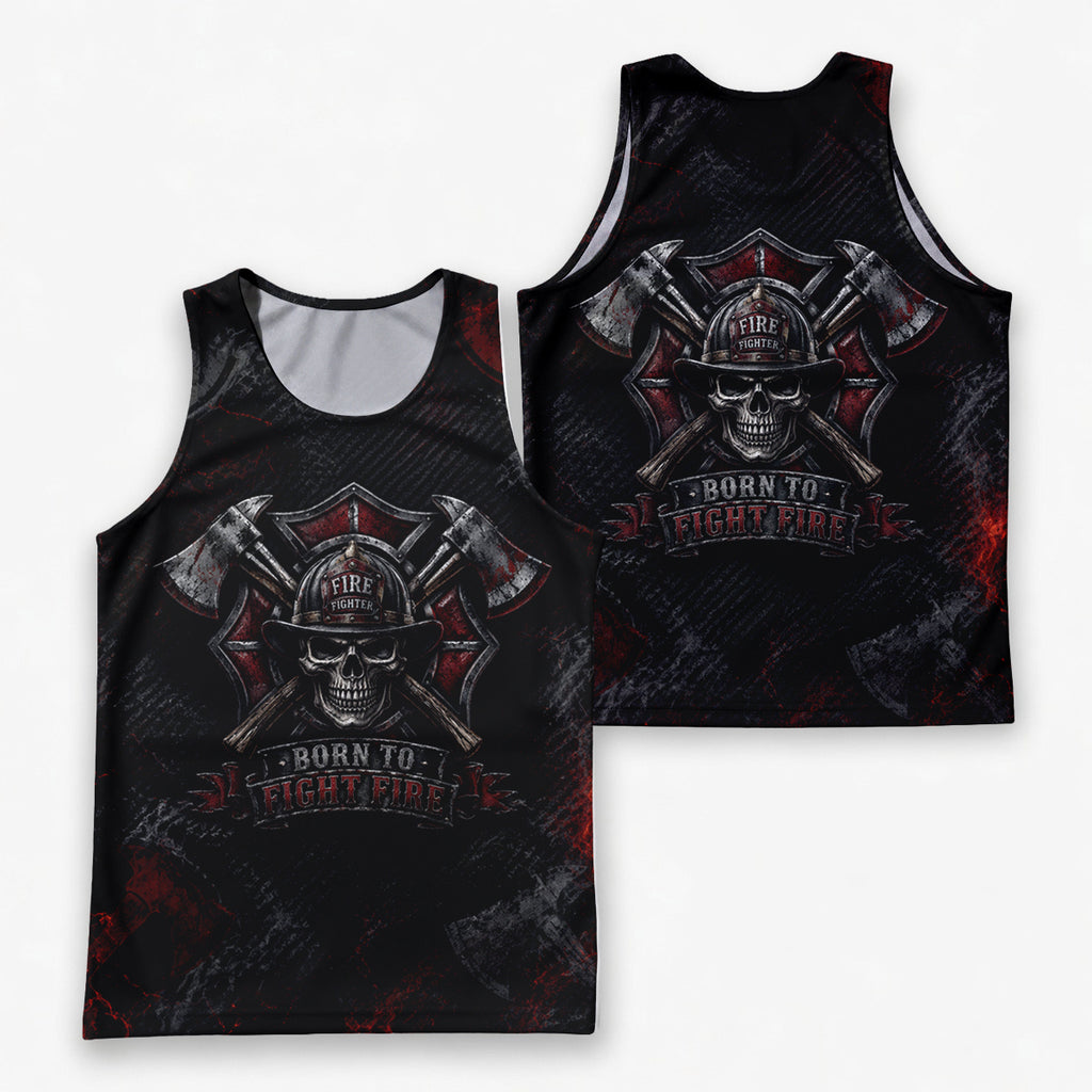 Men's Running Tank Top Firefighter Born To Fight Fire Running Singlet