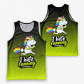 Funny Running Tank Top I Hate Running Unicorn Tech Singlet V2