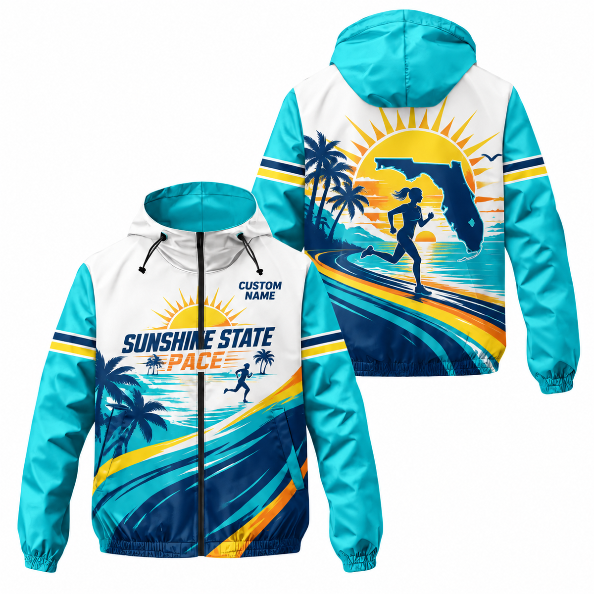 Custom Name Sunshine State Pace Florida Running Windbreaker Jacket