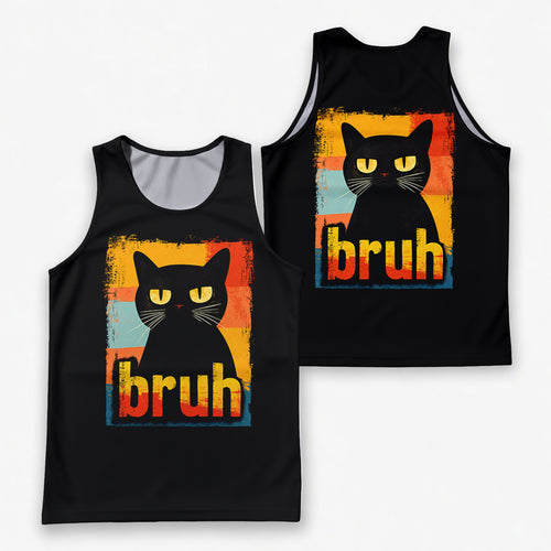 Cat Running Tank Top Funny Cat Bruh Running Singlet for Men and Women