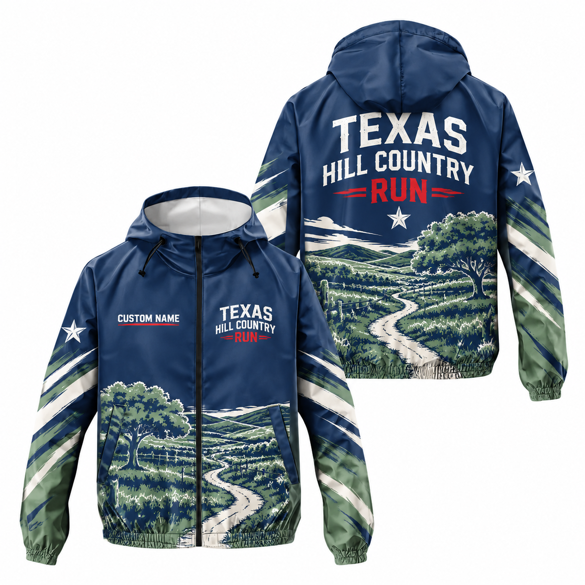 Custom Name Texas Hill Country Run Running Windbreaker Jacket