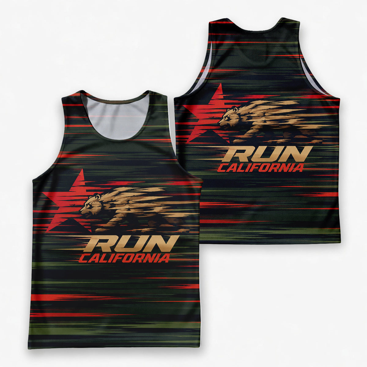 Cali Flag Speed Lines California State Running Tank Top