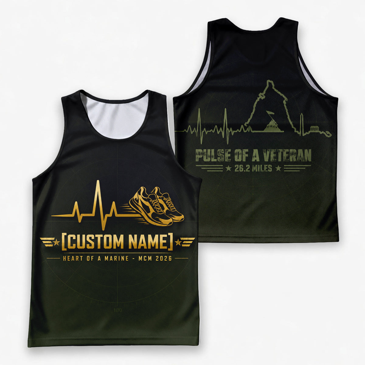 Heart of a Marine The Marine Corp Race Day Running Tank Top