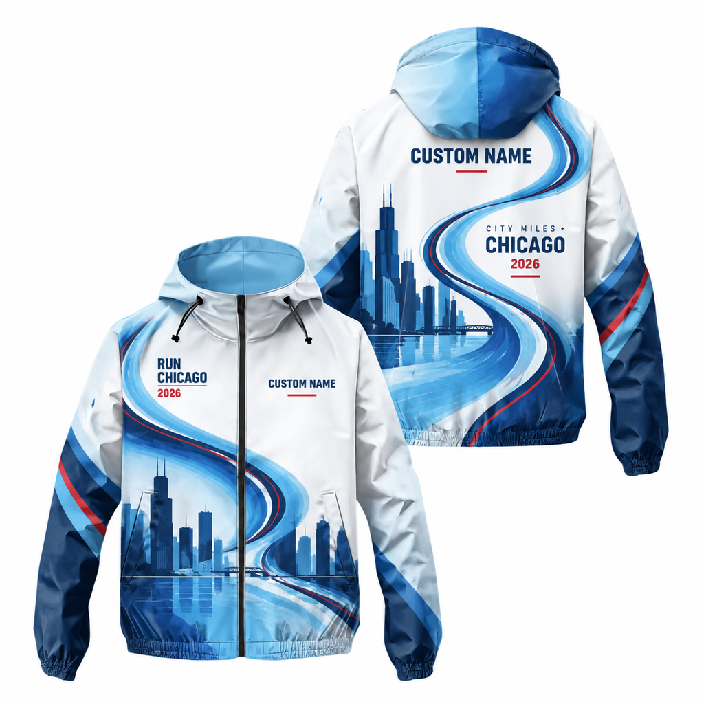 Custom Name Chicago River Motion Running Windbreaker Jacket