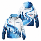 Custom Name Chicago River Motion Running Windbreaker Jacket