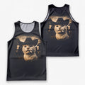 Cat Running Tank Top Funny Cowboy Cat Running Singlet for Men and Women