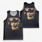 Cat Running Tank Top Funny Cowboy Cat Running Singlet for Men and Women