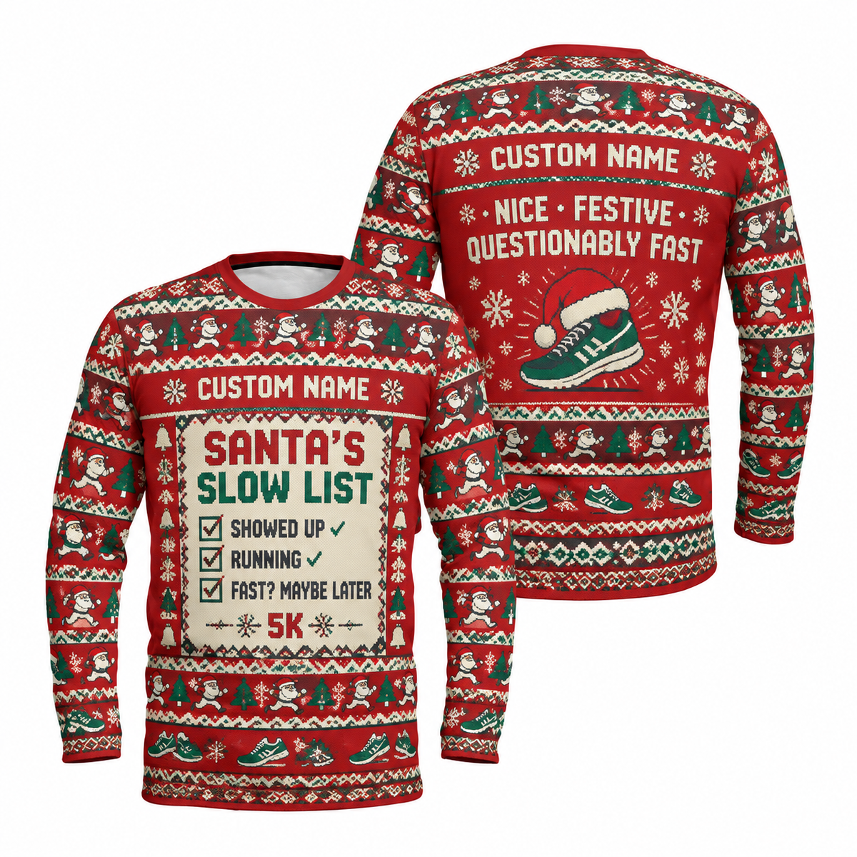 Custom Name Santa’s Slow List Running Long Sleeve Shirt