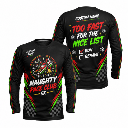 Custom Name Naughty Pace Club Running Long Sleeve Shirt