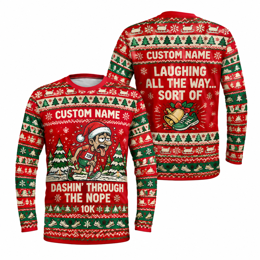 Custom Name Dashin’ Through the Nope Running Long Sleeve Shirt