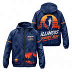 Custom Name Illinois Sunset Run Illinois Running Windbreaker Jacket