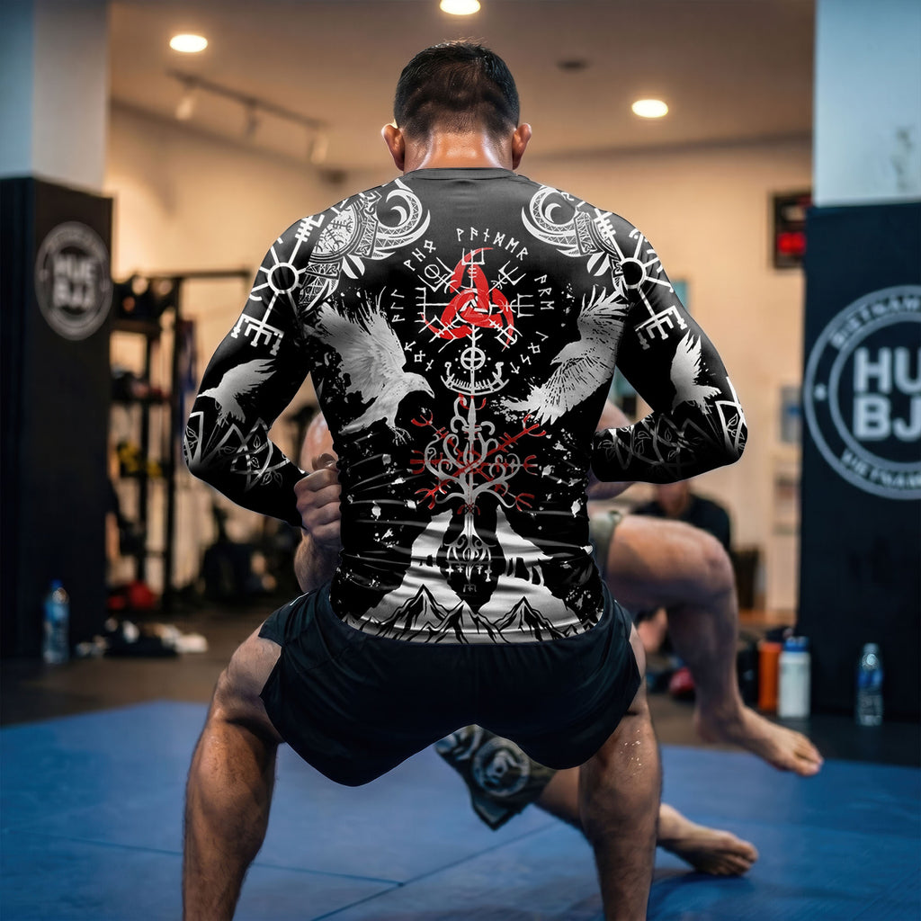 Shadows of Valhalla The Raven & Wolf BJJ Rash Guard