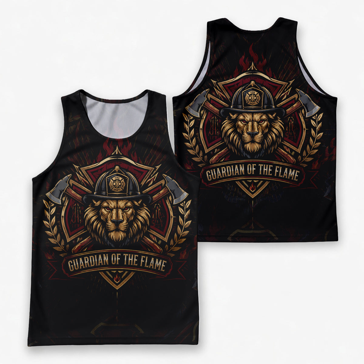 Men's Running Tank Top Firefighter Guardian Of The Flame Running Singlet V3