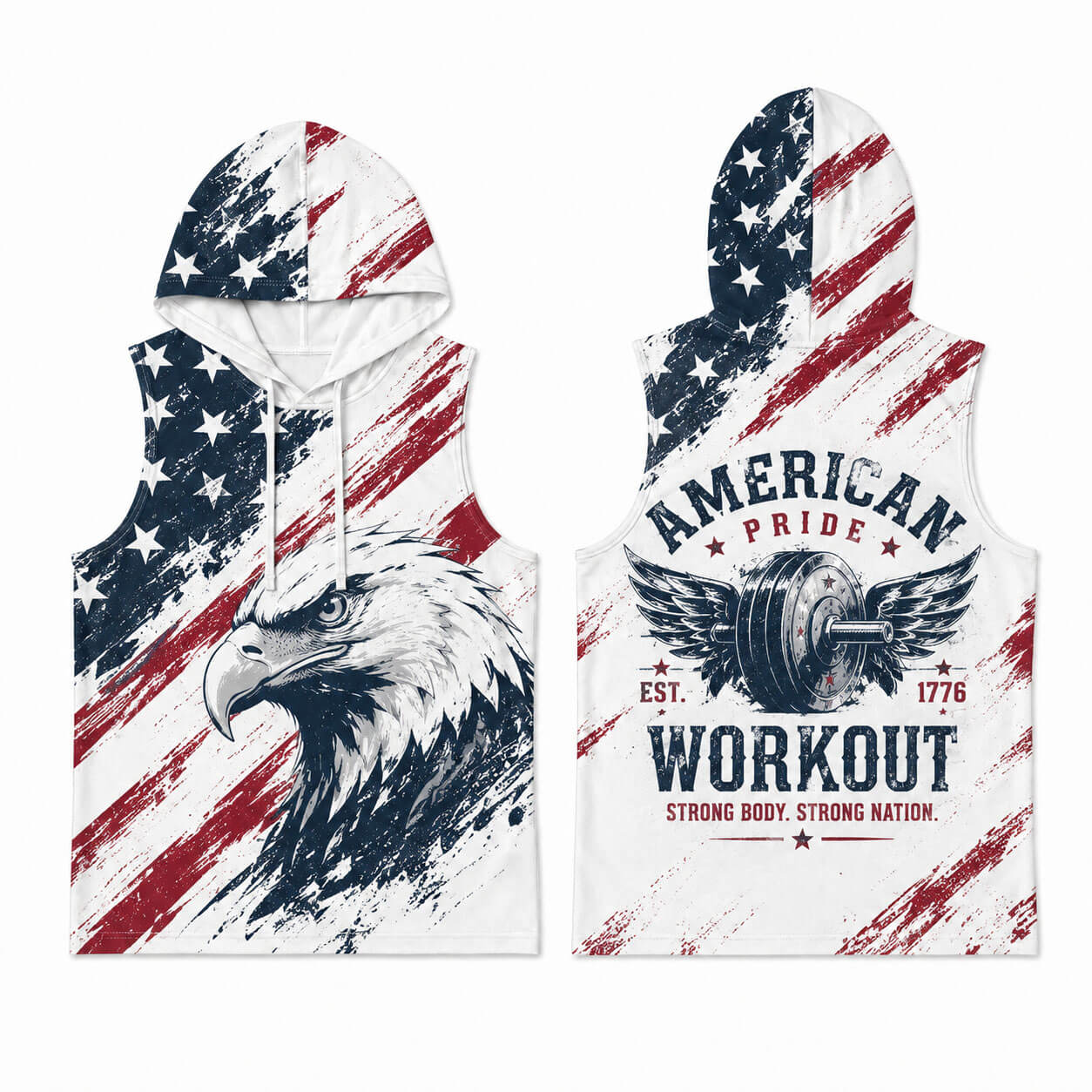 Strong Body Strong Nation Men's Workout Hooded Tank Top