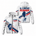 Custom Name Illinois Strong Runner Illinois Running Windbreaker Jacket