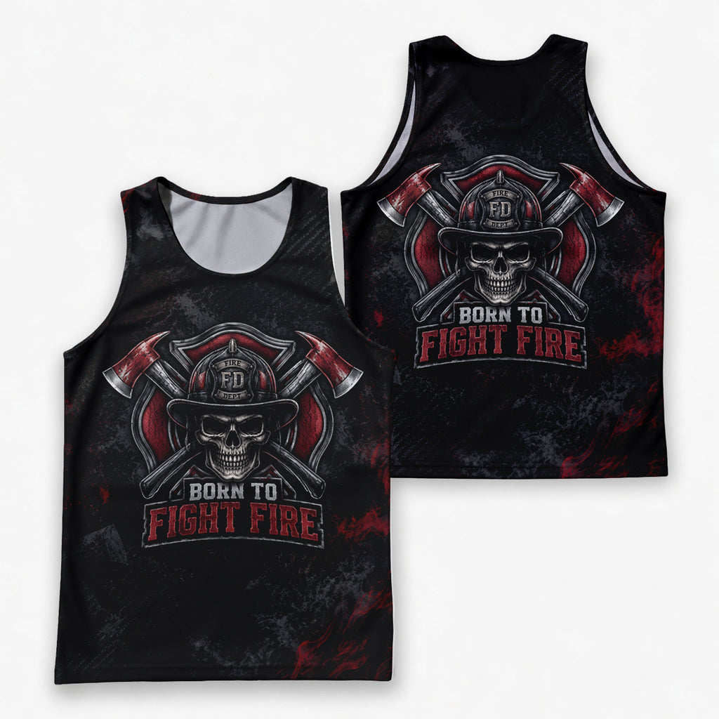 Men's Running Tank Top Firefighter Born To Fight Fire Running Singlet V2