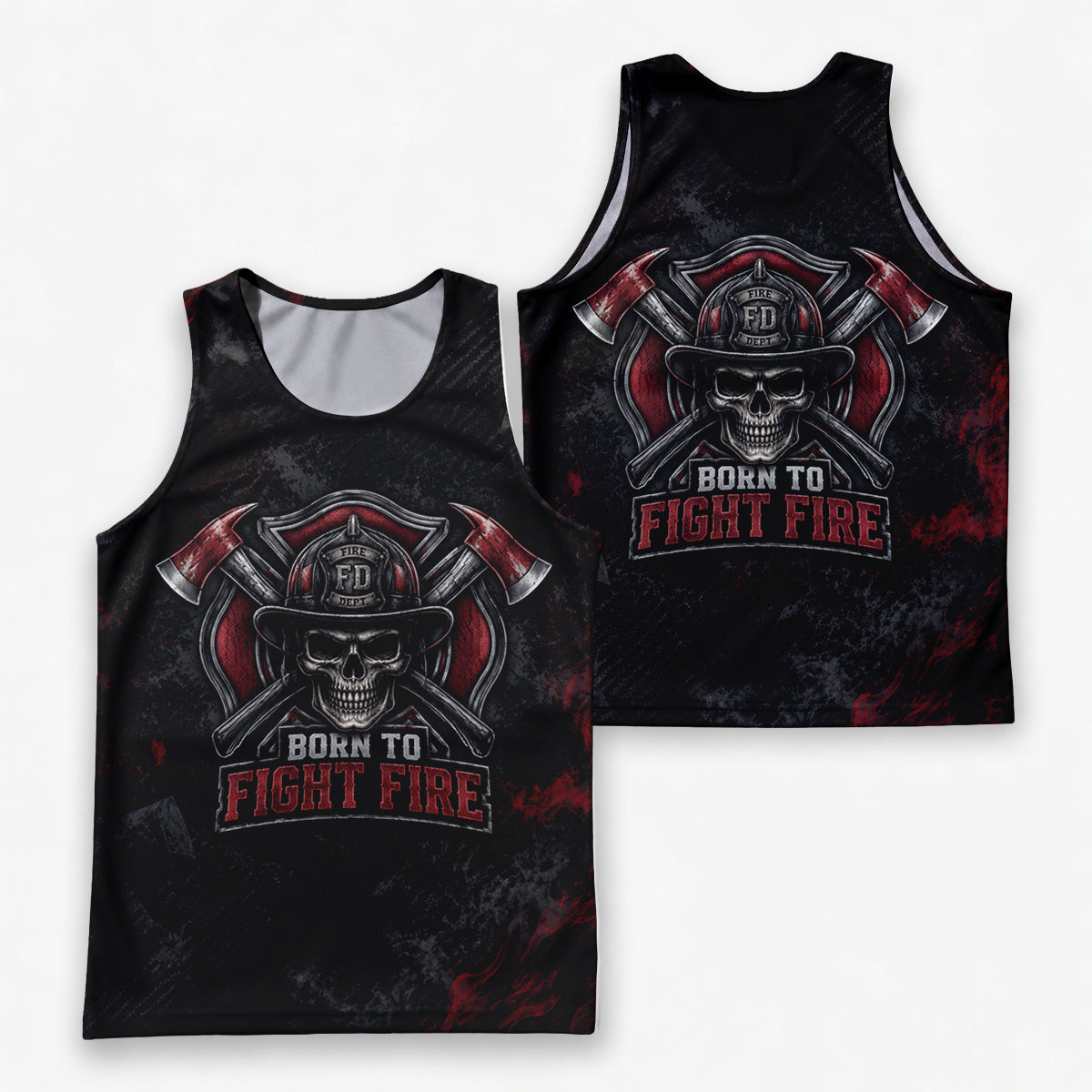 Men's Running Tank Top Firefighter Born To Fight Fire Running Singlet V2