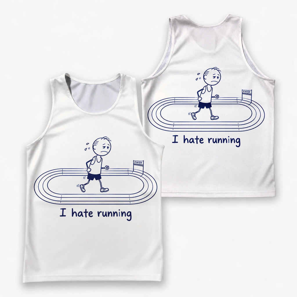Funny Running Tank Top I Hate Running Lazy Old Man Tech Singlet