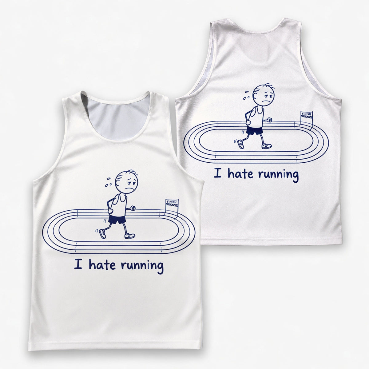 Funny Running Tank Top I Hate Running Lazy Old Man Tech Singlet