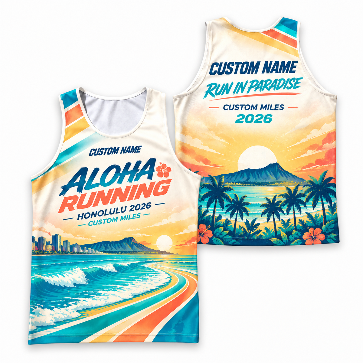 Custom Name Miles Aloha Paradise Running Tank Top