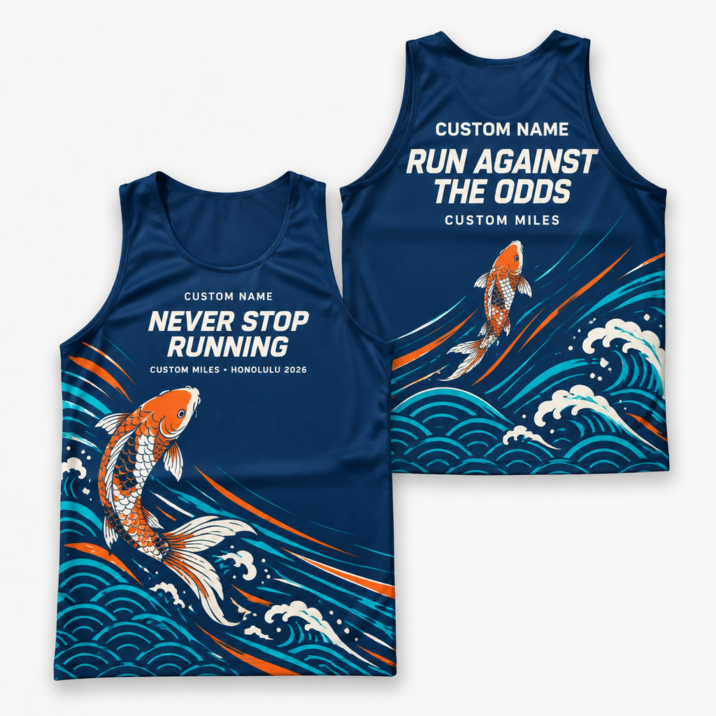 Custom Name Miles Koi Wave Aloha Running Tank Top