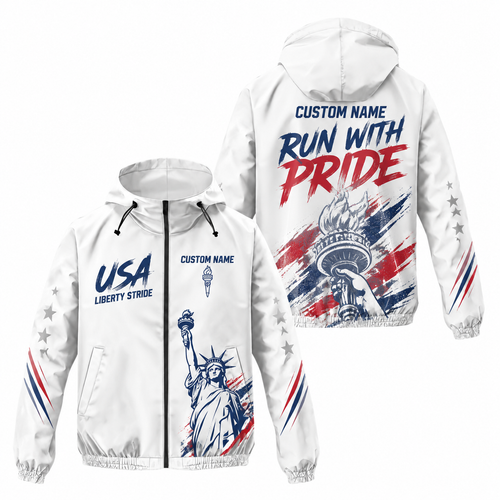 Custom Name Liberty Stride Jacket Running Windbreaker Jacket